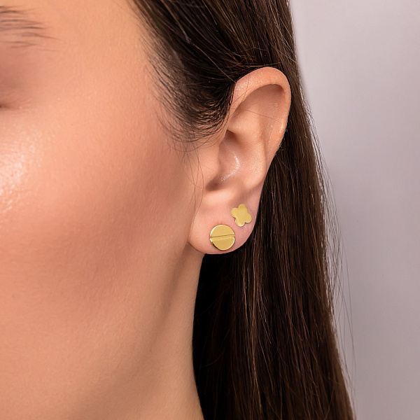 Одиночная серьга Клевер из желтого золота (арт. 105047жЯ) – изображение 2