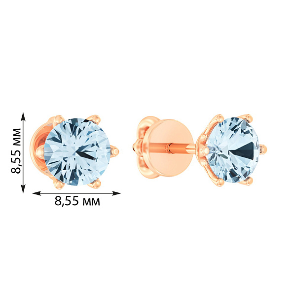 Золотые серьги пусеты с топазом (арт. 110341Пг) – изображение 2