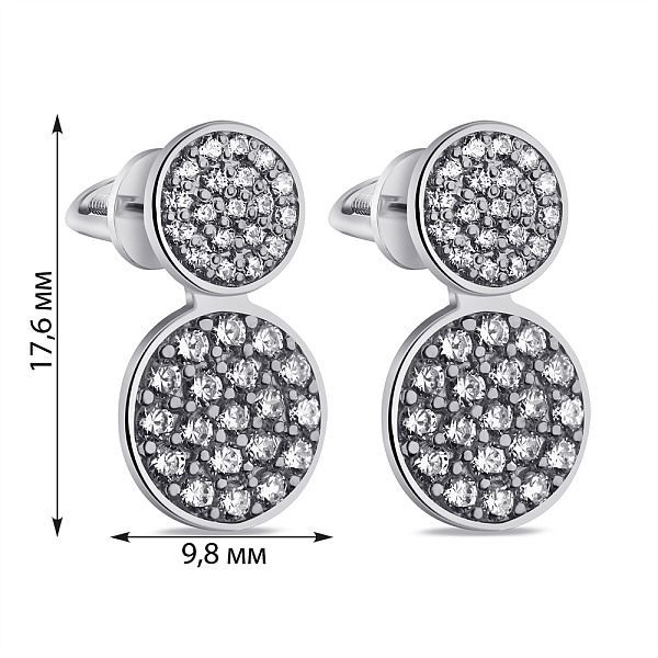 Серьги-пусеты из серебра с фианитами  (арт. 7518/29071р) – изображение 2