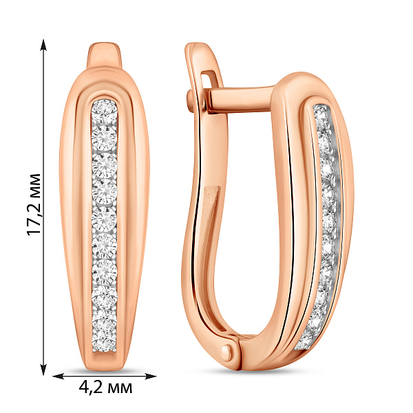 Серьги из красного золота с дорожкой из фианитов (арт. 110535) – изображение 4