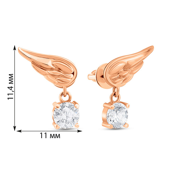 Золоті сережки Крила з фіанітами (арт. 1101065) – зображення 5