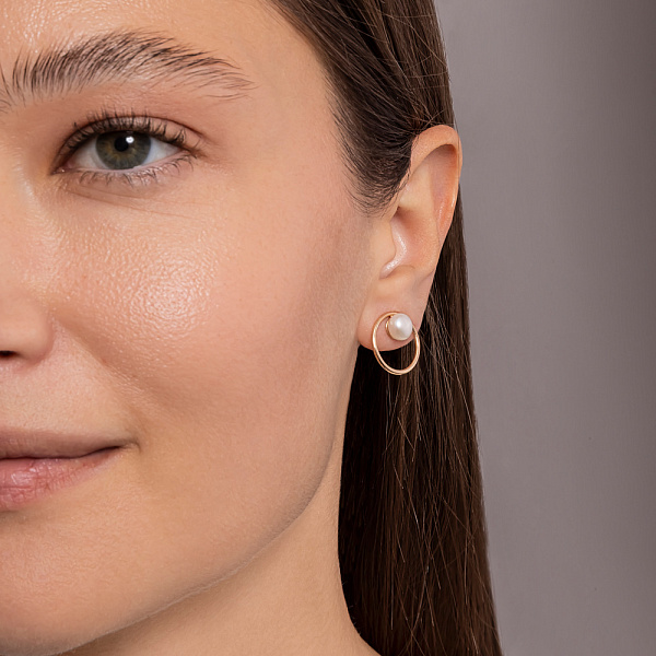 Сережки з червоного золота з перлами (арт. 110862) – зображення 4