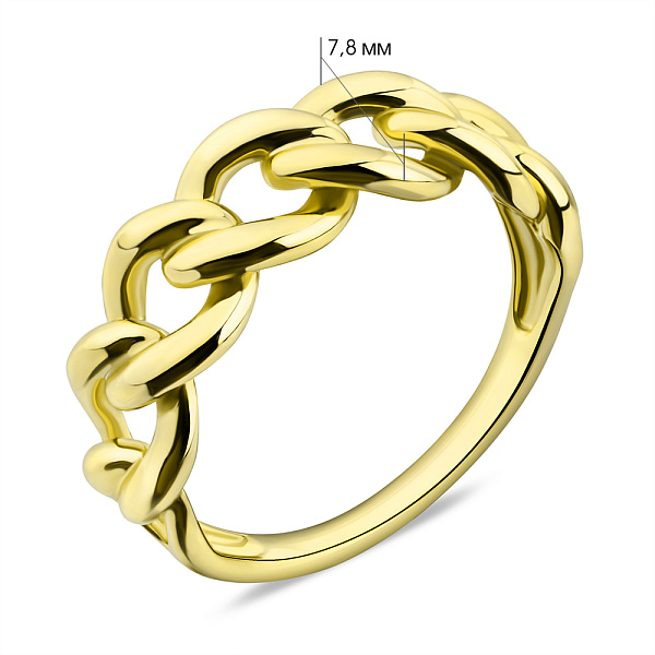 Срібна каблучка з жовтим родіюванням без каменів (арт. 7501/6475ж) – зображення 4