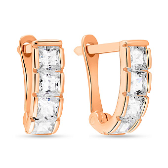 Фото Дитячі сережки з червоного золота з фіанітами (арт. 100884)