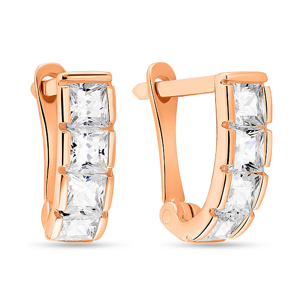 Дитячі сережки з червоного золота з фіанітами (арт. 100884) – зображення 1