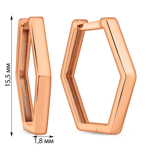 Сережки з червоного золота без каміння (арт. 110889) – зображення 4