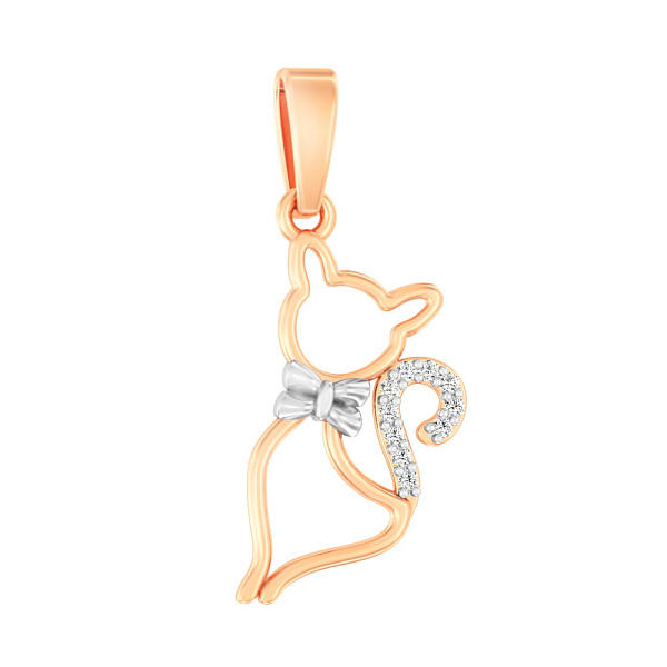 Золотая подвеска Котенок с фианитами (арт. 440631) – изображение 1