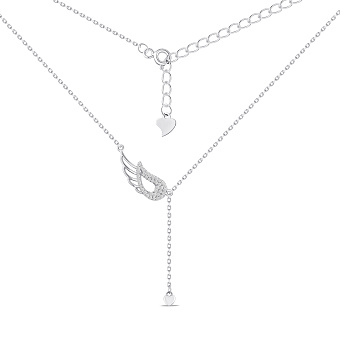 Фото Серебряное колье-галстук Крыло с фианитами (арт. 7507/2449)