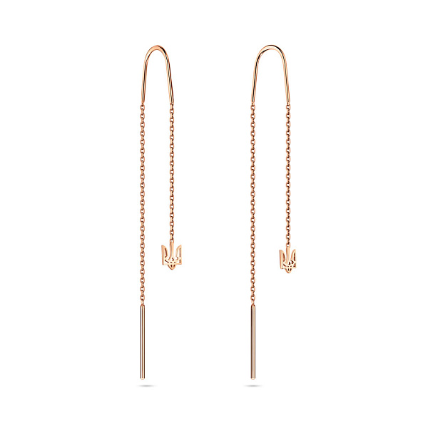 Серьги-протяжки "Герб Украины" из красного золота (арт. 110968) – изображение 1