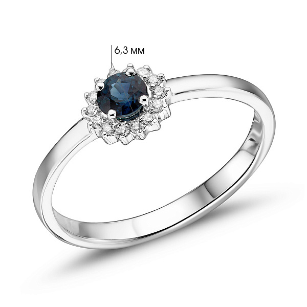 Кольцо из белого золота с сапфиром и бриллиантами (арт. К341497010бс) – изображение 4