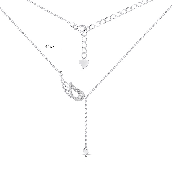 Серебряное колье-галстук Крыло с фианитами (арт. 7507/2449) – изображение 2
