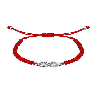 Фото Браслет на красной нити с серебряными вставками (арт. 7309/4659/20к)