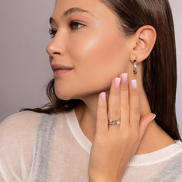 Многослойное кольцо из красного и белого золота (арт. 141319) – изображение 7