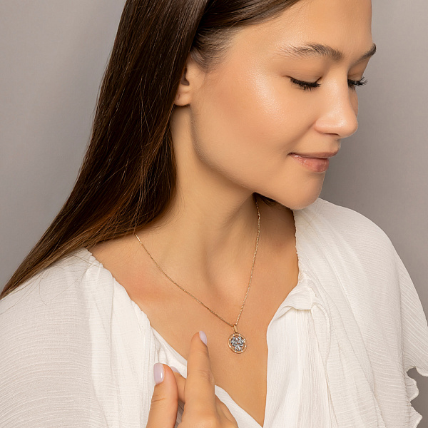 Золотой подвес "Близнецы" с фианитами (арт. 440666) – изображение 4