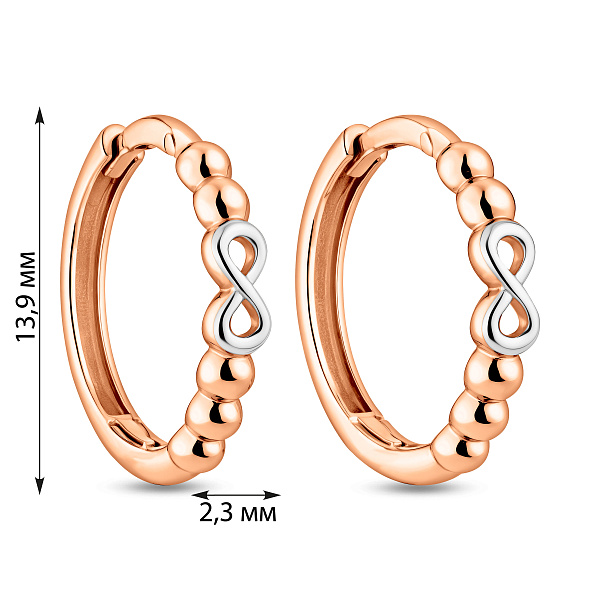 Серьги-кольца из красного золота Бесконечность (арт. 111194) – изображение 4