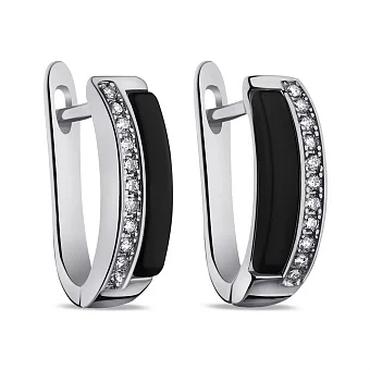 Сережки зі срібла з керамікою і фіанітами (арт. 7502/С2ФК/4000)