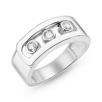 Каблучка з білого золота з фіанітами (арт. 154612б)