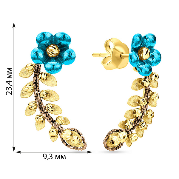 Золоті сережки-пусети Francelli Квіти (арт. 109774жгкр) – зображення 2
