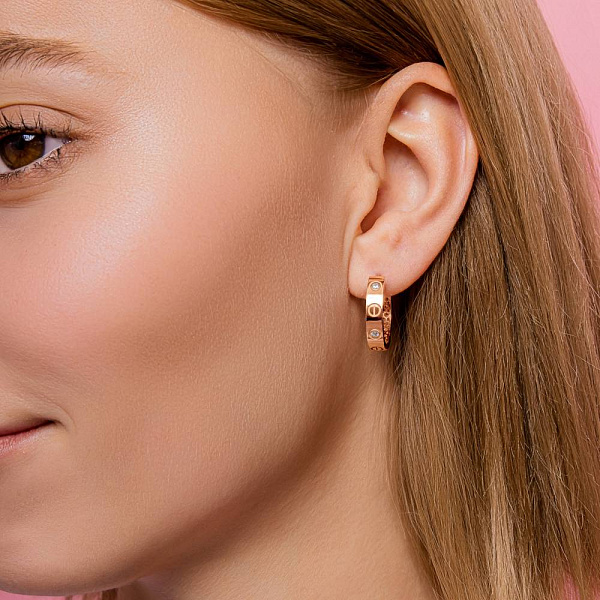 Сережки-кільця з червоного золота (арт. 1091642/20) – зображення 2