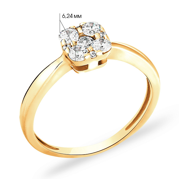 Золотое помолвочное кольцо с фианитами (арт. 140536ж) – изображение 2
