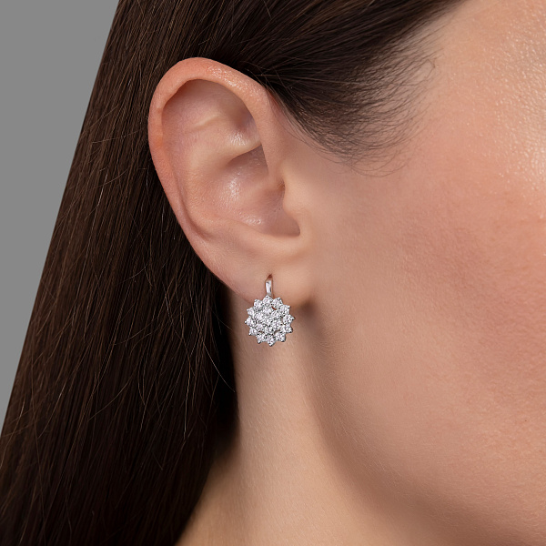 Серьги из белого золота с бриллиантами (арт. С011646б) – изображение 2