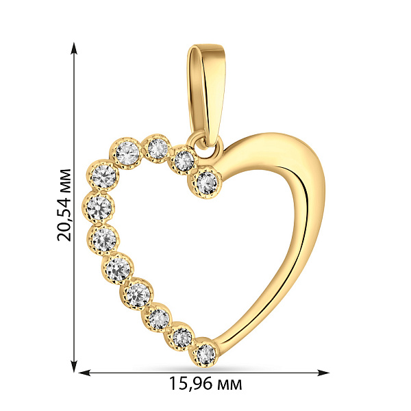 Подвес из желтого золота "Сердце" с фианитами (арт. 421875ж) – изображение 2