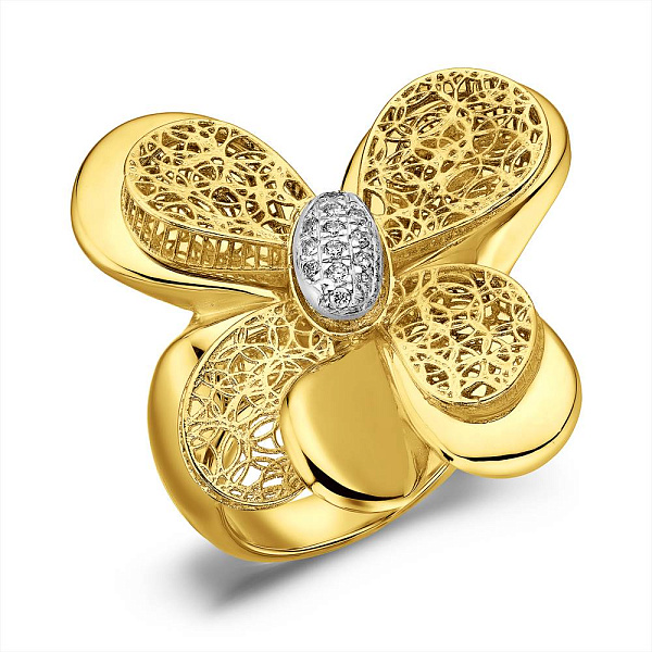 Масивна золота каблучка Francelli з фіанітами (арт. е156710ж) – зображення 1