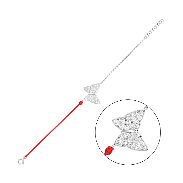 Срібний браслет Метелик із шовковою ниткою (арт. 7309/5099к) – зображення 1