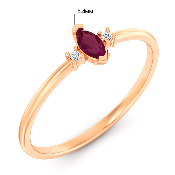 Золота каблучка з рубіном і діамантами (арт. К011357р) – зображення 4