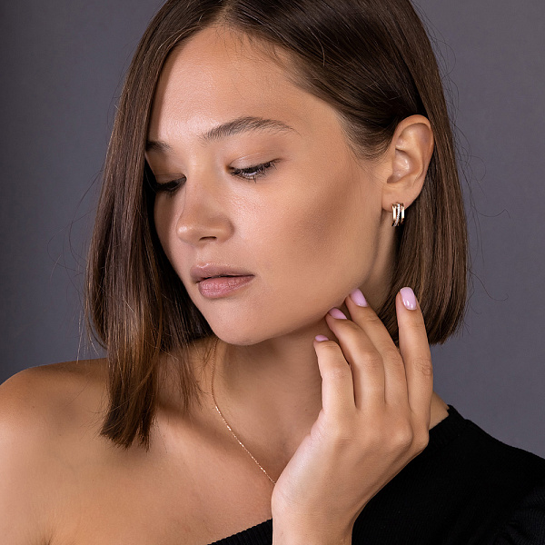 Сережки Синергия из красного золота с фианитами (арт. 111132) – изображение 4