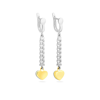 Серьги из белого и желтого золота без камней (арт. 101856бж)