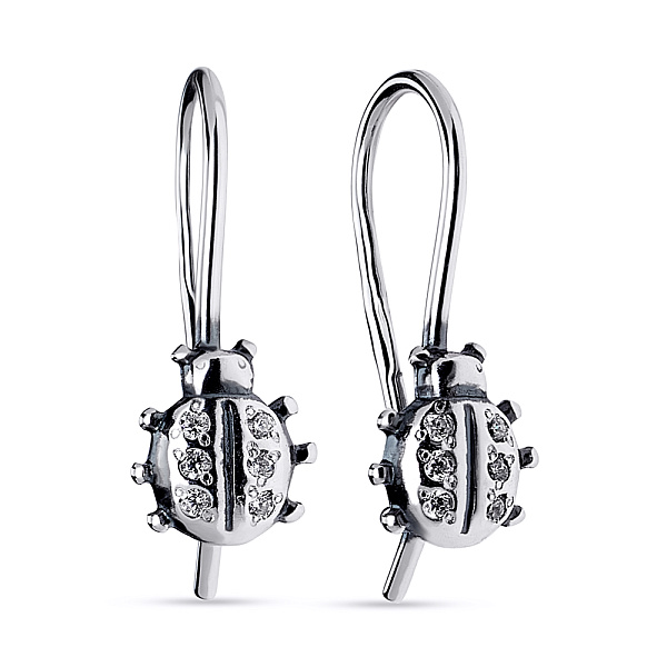 Серебряные серьги «Божья коровка» с фианитами (арт. 7902/500004-ч) – изображение 1