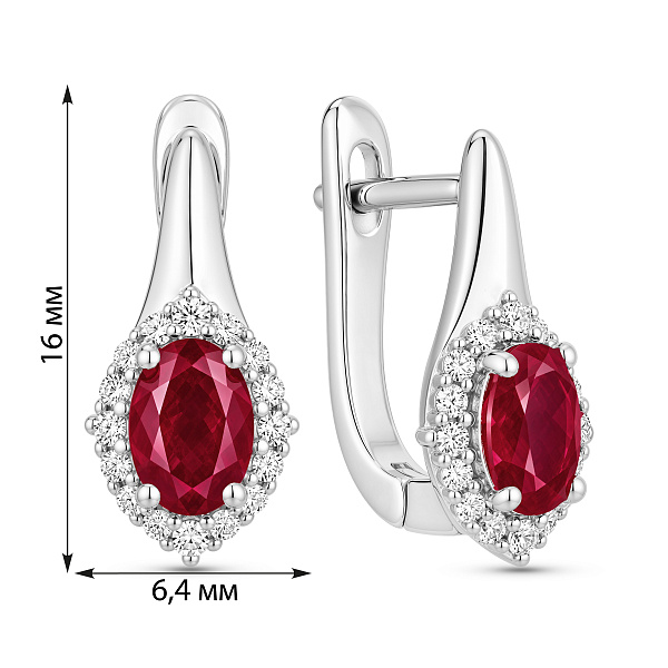 Серебряные серьги с рубином и фианитами (арт. 7502/10595Р) – изображение 2
