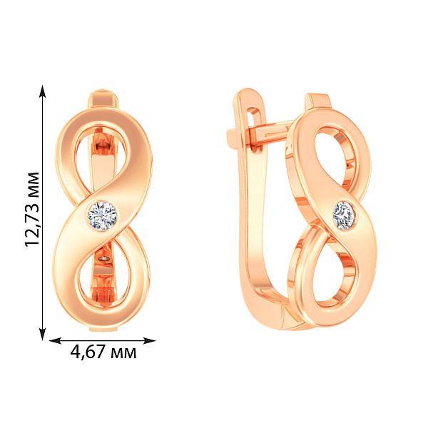 Сережки из золота «Бесконечность» с фианитами (арт. 110754) – изображение 2