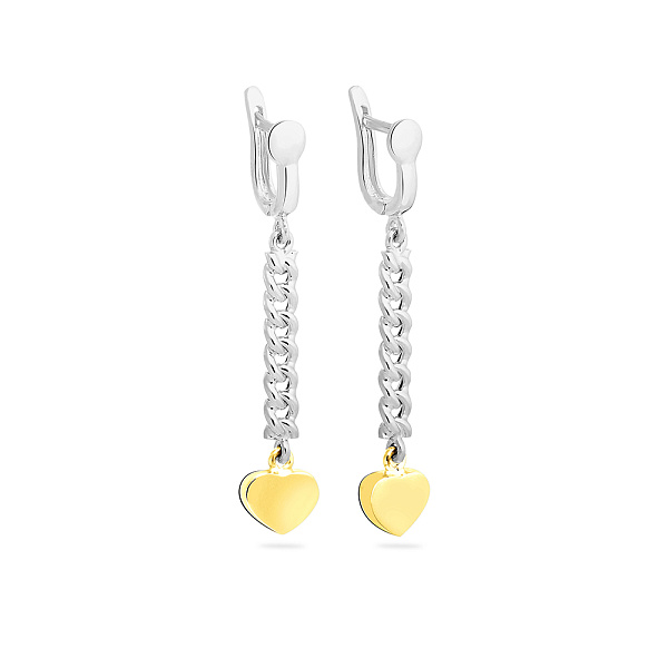 Серьги из белого и желтого золота без камней (арт. 101856бж) – изображение 1