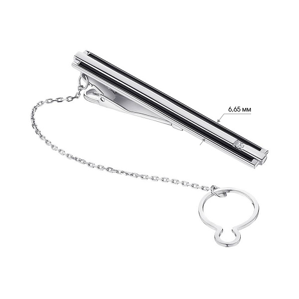 Зажим из серебра с фианитом (арт. 7513/9621реч) – изображение 2