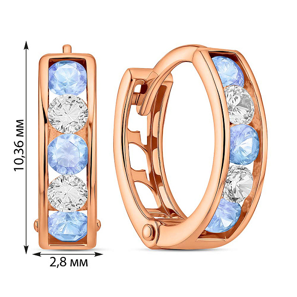 Дитячі золоті сережки конго з блакитними фіанітами (арт. 110245г) – зображення 2