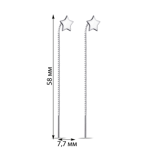 Серебряные серьги-протяжки Звездочки без камней (арт. 7502/9736) – изображение 2