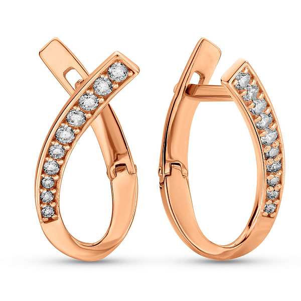 Серьги из красного золота с фианитами (арт. 2106476101) – изображение 1