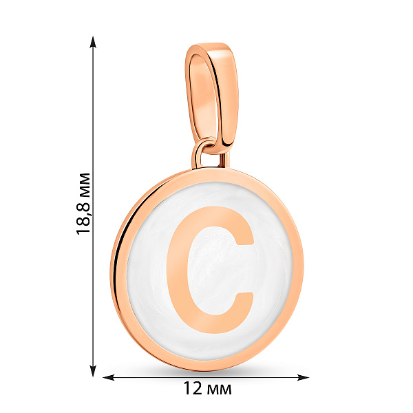Золотой кулон Буква С с эмалью (арт. 440992еп) – изображение 3