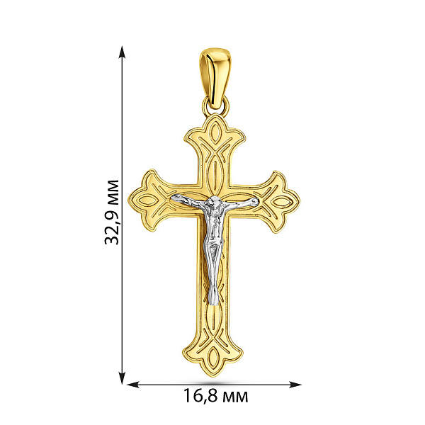Хрестик з розп'яттям з жовтого золота  (арт. 500434ж) – зображення 3