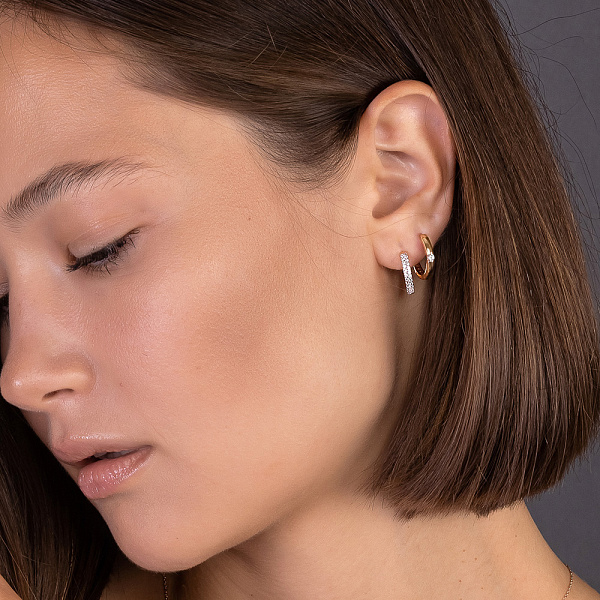 Двусторонние серьги из золота с фианитами (арт. 111163) – изображение 3