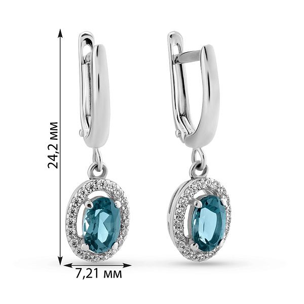 Золоті сережки з топазом і фіанітами (арт. 110286Пбл) – зображення 3