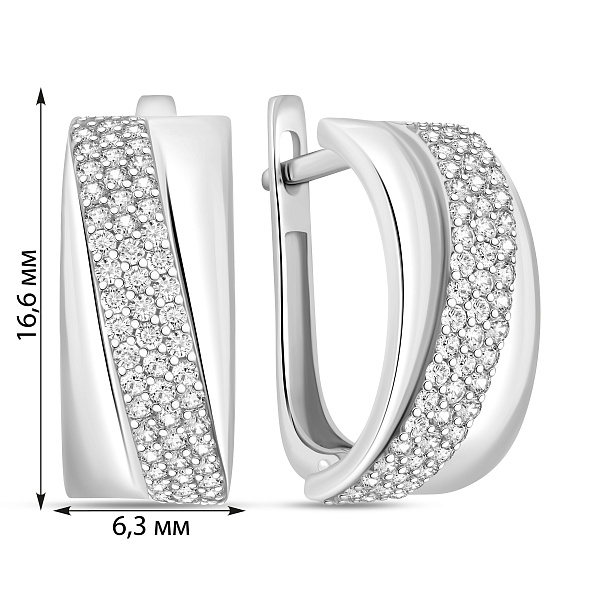 Серьги из белого золота с дорожкой из фианитов (арт. 111300б) – изображение 2