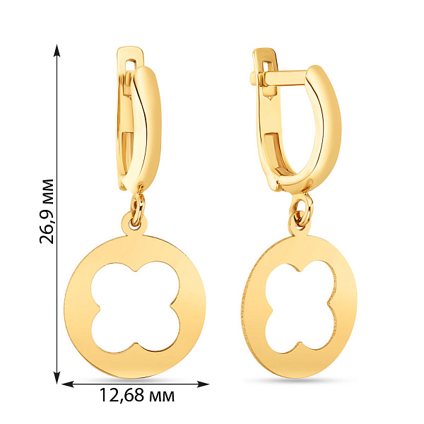 Сережки-підвіски з жовтого золота (арт. 108484ж) – зображення 2