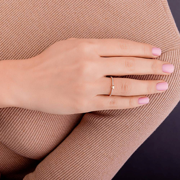 Золота каблучка Серце з фіанітами (арт. 156179) – зображення 2