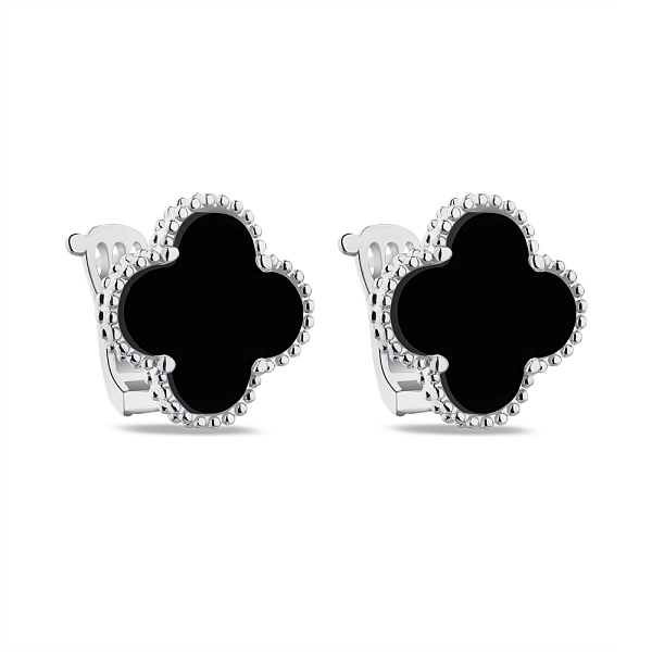 Серьги из серебра с черным ониксом (арт. 7502/3929/15о) – изображение 1