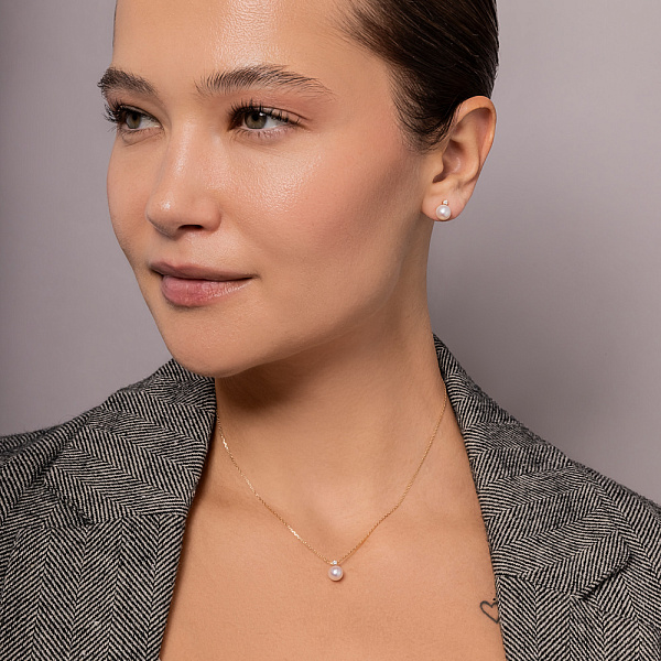 Золотые серьги с жемчугом и с бриллиантами (арт. Т011292) – изображение 5