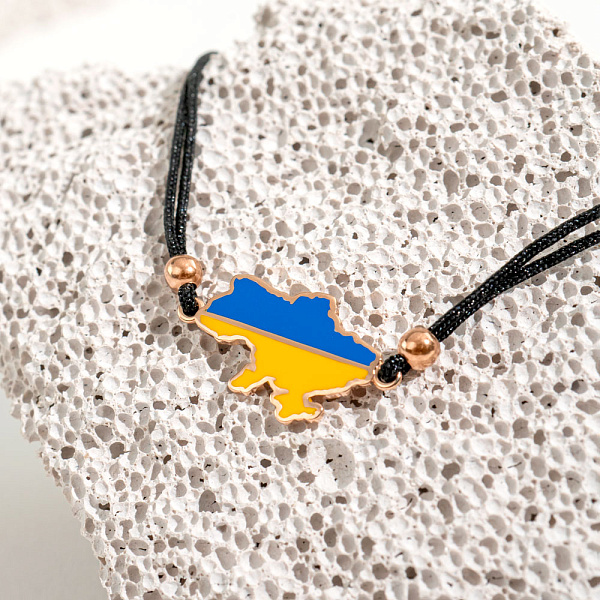 Браслет на шелковой нити "Украина" с золотой вставкой (арт. 340026чесж) – изображение 2