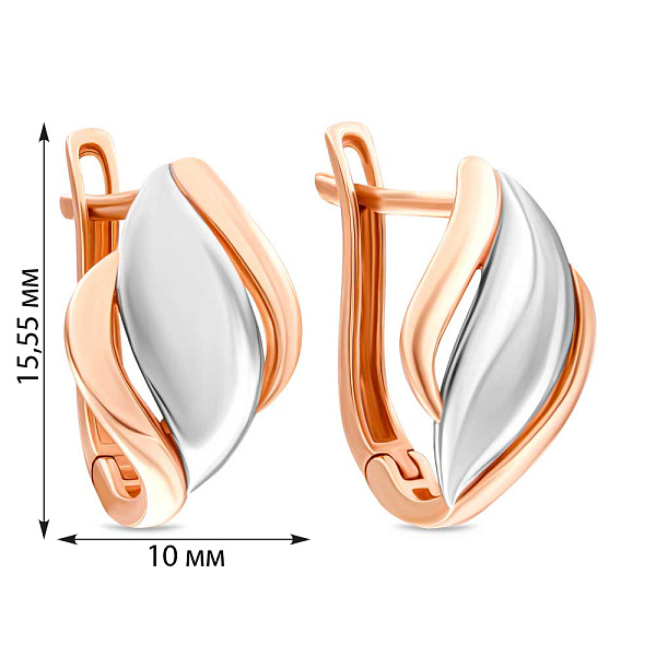 Сережки золоті в комбінованому кольорі металу (арт. 106717кб) – зображення 2